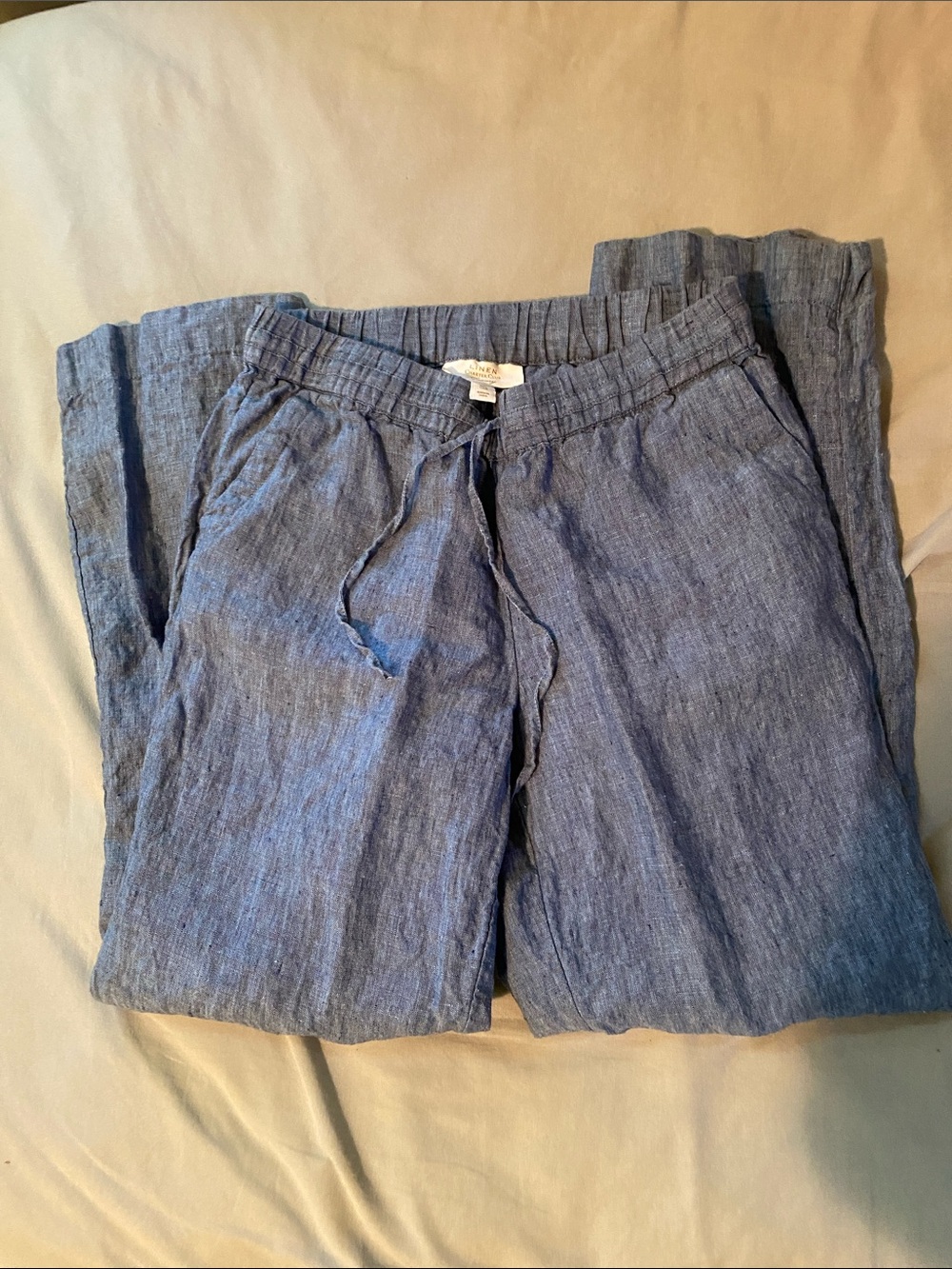 Charter Club Blue Linen-Blend Drawstring Pants
